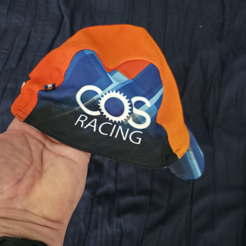 Pactimo 2023 COS Racing Orange and Blue Cycling Cap - Lightweight Performance